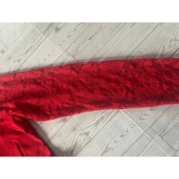 INC International Concepts Red Lace Sleeve Peplum Sweater Top Women’s XL - Picture 2 of 7